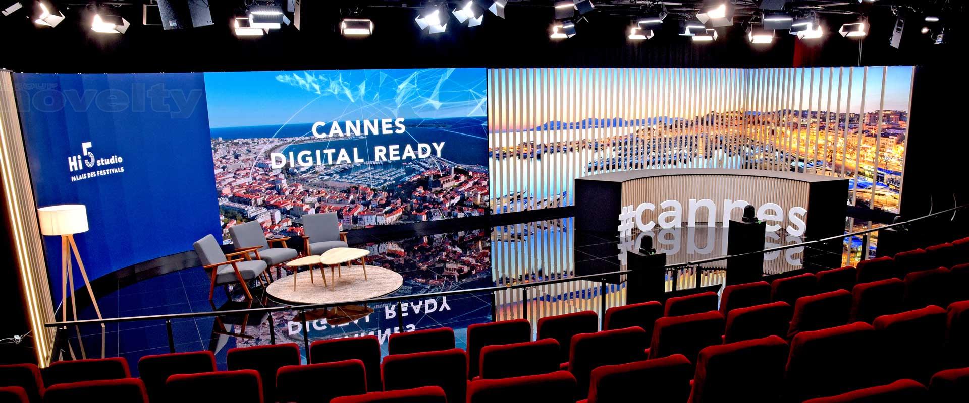 Visuel Novelty Azur partenaire du Palais des Festivals de Cannes pour le Hi5 studio