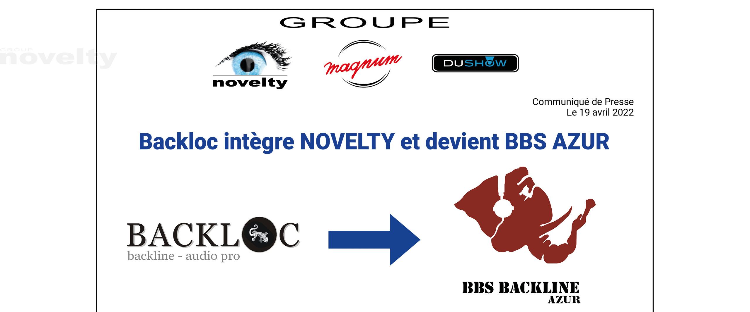 Visuel Backloc joins NOVELTY and becomes BBS AZUR 