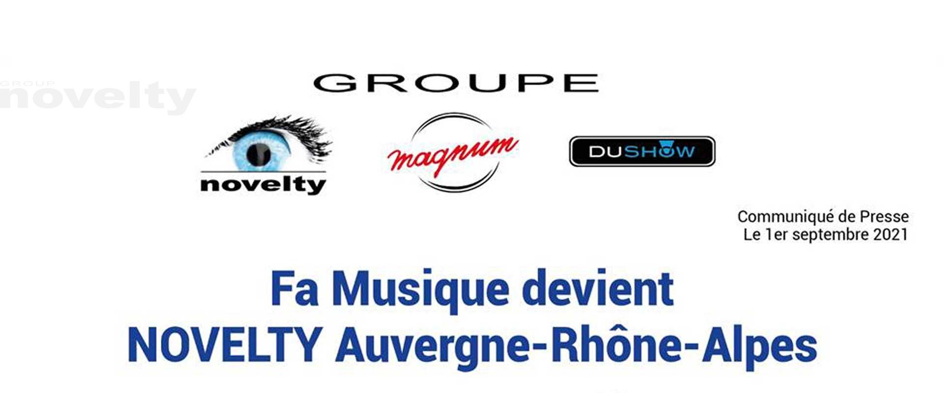 Visuel Fa Musique devient NOVELTY Auvergne-Rhône-Alpes