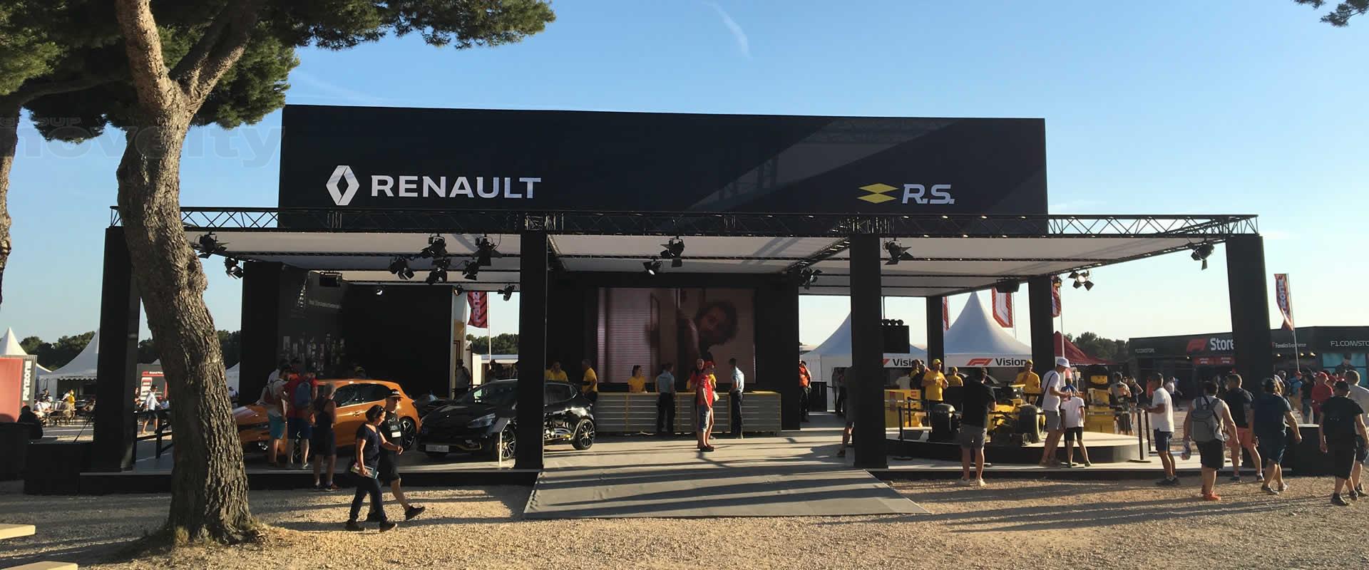 Visuel Stand Renault pour le Grand Prix de F1 by ORECA Events avec Novelty Azur