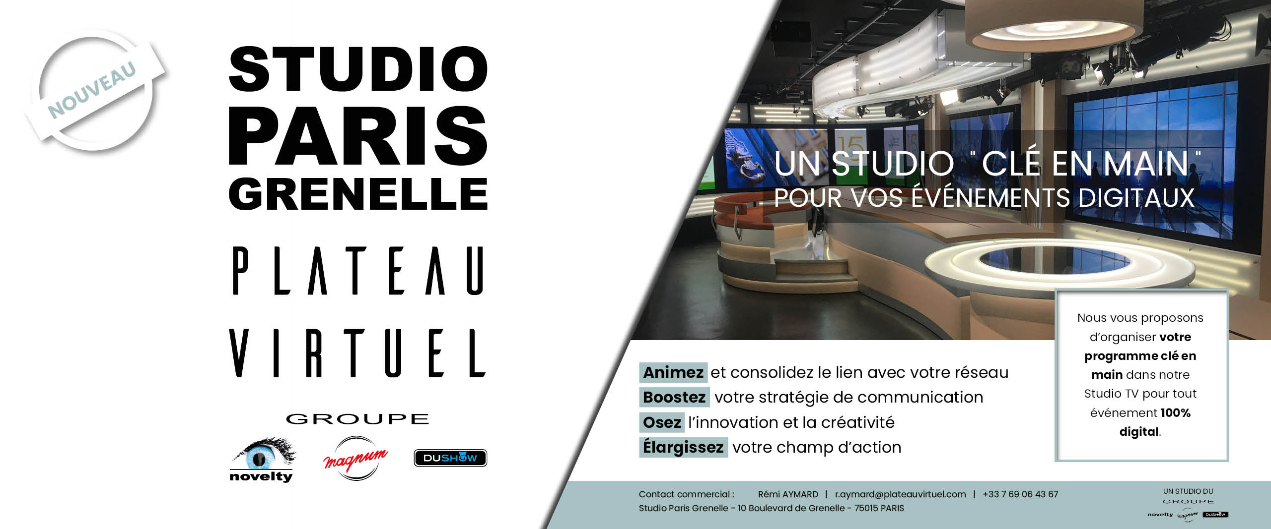 Nouveau Studio Paris Grenelle Novelty Group, leader de la prestation