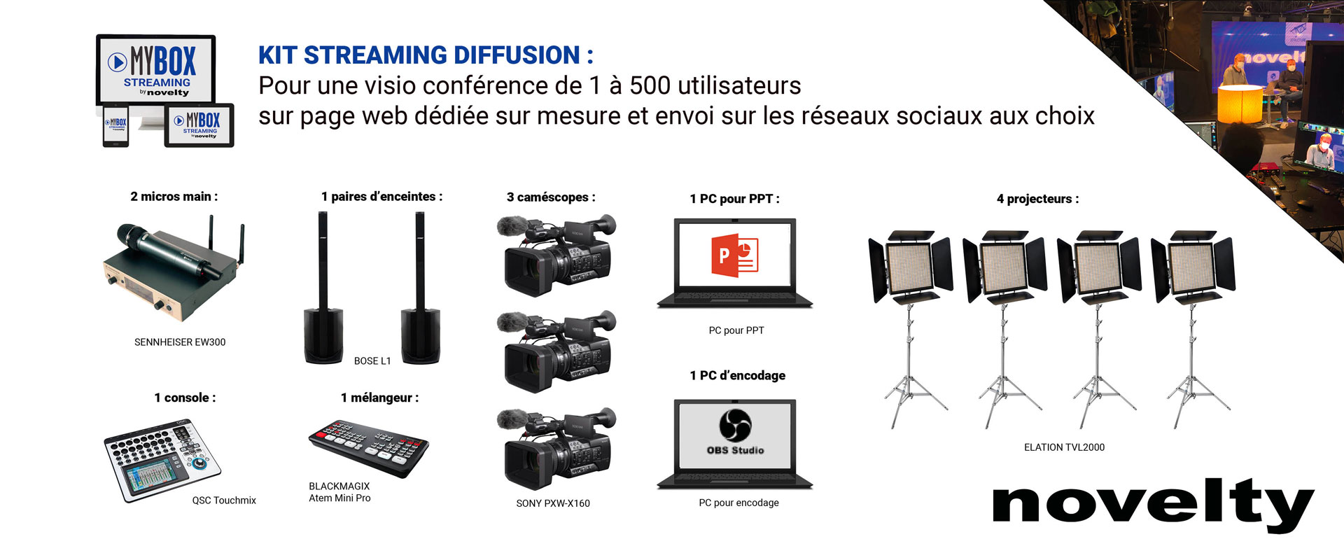 Visuel fiche_complete : NOVELTY Kit Streaming Diffusion 1-500