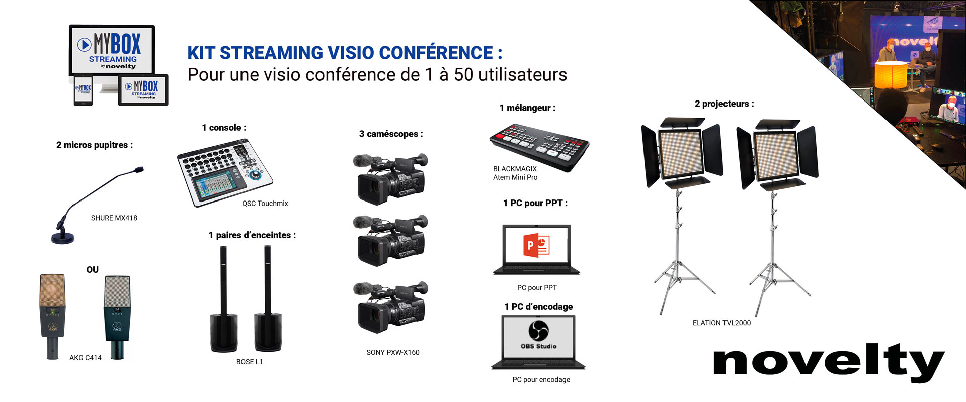 Visuel fiche_complete : NOVELTY Kit Streaming Visio Conference 1-50